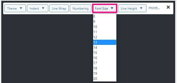 HTML Editor Syntax Highlighterの文字サイズ(Font Size)